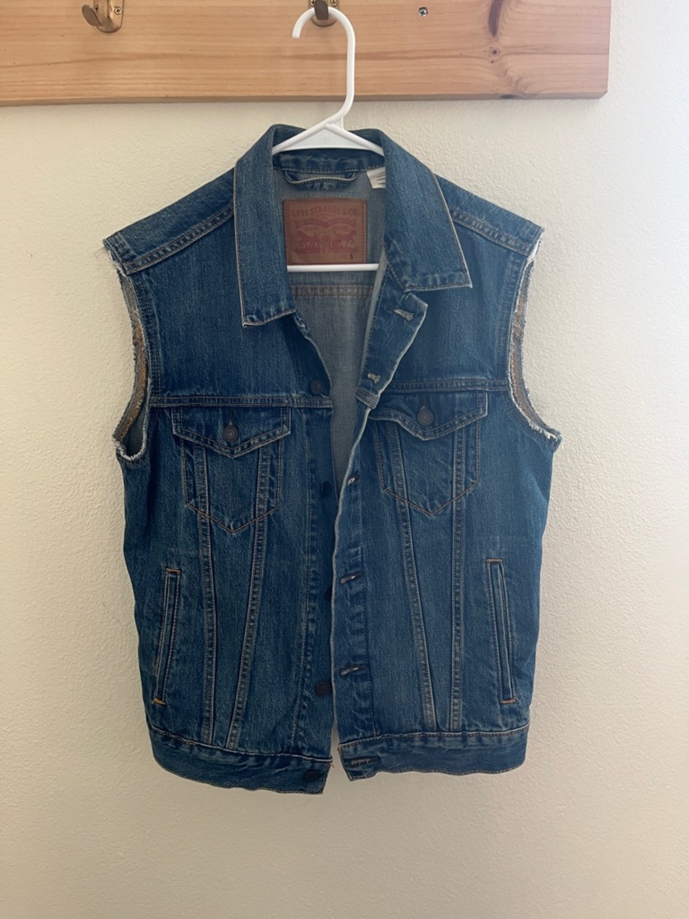 Levi's Dark Blue Denim Sleeveless Vest with Button Front
